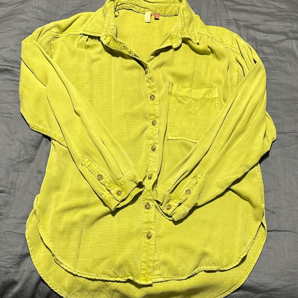 Pilcro Lime Green Corduroy Shirt